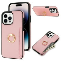 Feishell for iPhone 12 / 12 Pro Wallet Case with Card Holder, 360°Rotation Ring Holder Kickstand, Premium PU Leather RFID Blocking Card Pocket Protective Cover For iPhone 12 / 12 Pro, Pink
