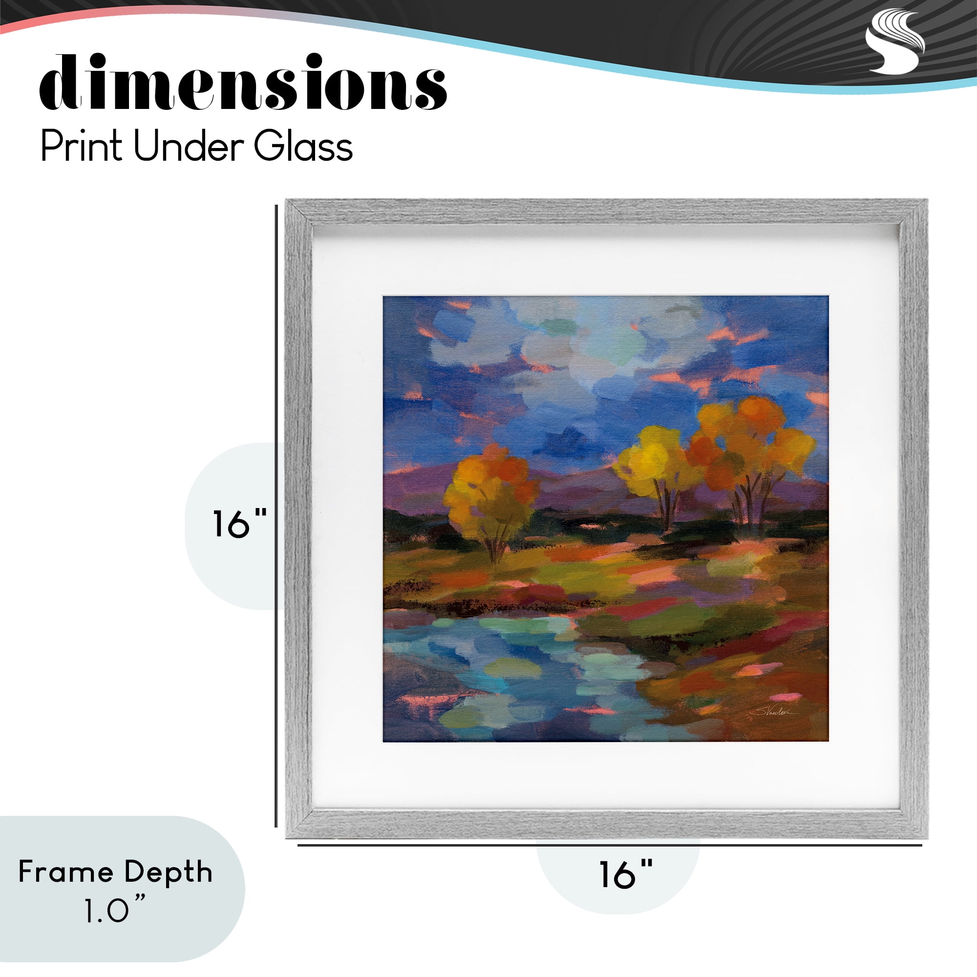 Stupell Industries October Glow Lakeside Reflection Gray Framed Print Under Glass, design by Silvia Vassileva