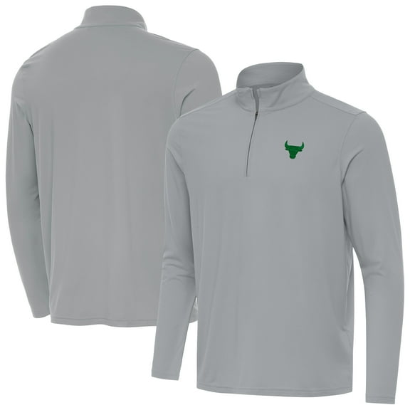 Men's Antigua Gray Chicago Bulls St. Patrick's Day Intent Quarter-Zip Jacket