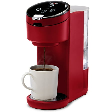 Instant Solo 2-in-1 Single Serve Coffee Maker for Ground Coffee or K-Cup Pods with 3 Brew Sizes  Maroon Red