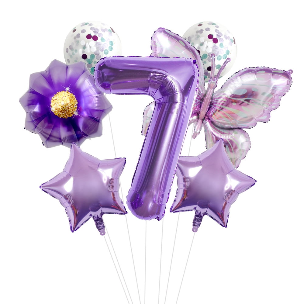 Purple butterfly flower 32-inch digital aluminum film balloon set for birthday party decoration