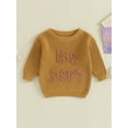 thumbnail image 2 of Bagilaanoe Toddler Baby Girl Knitted Sweater Long Sleeve Letter Embroidery Pullover 12M 18M 24M 3T 4T 5T Kids Warm Jumpers Tops Fall Loose Knitwear, 2 of 8