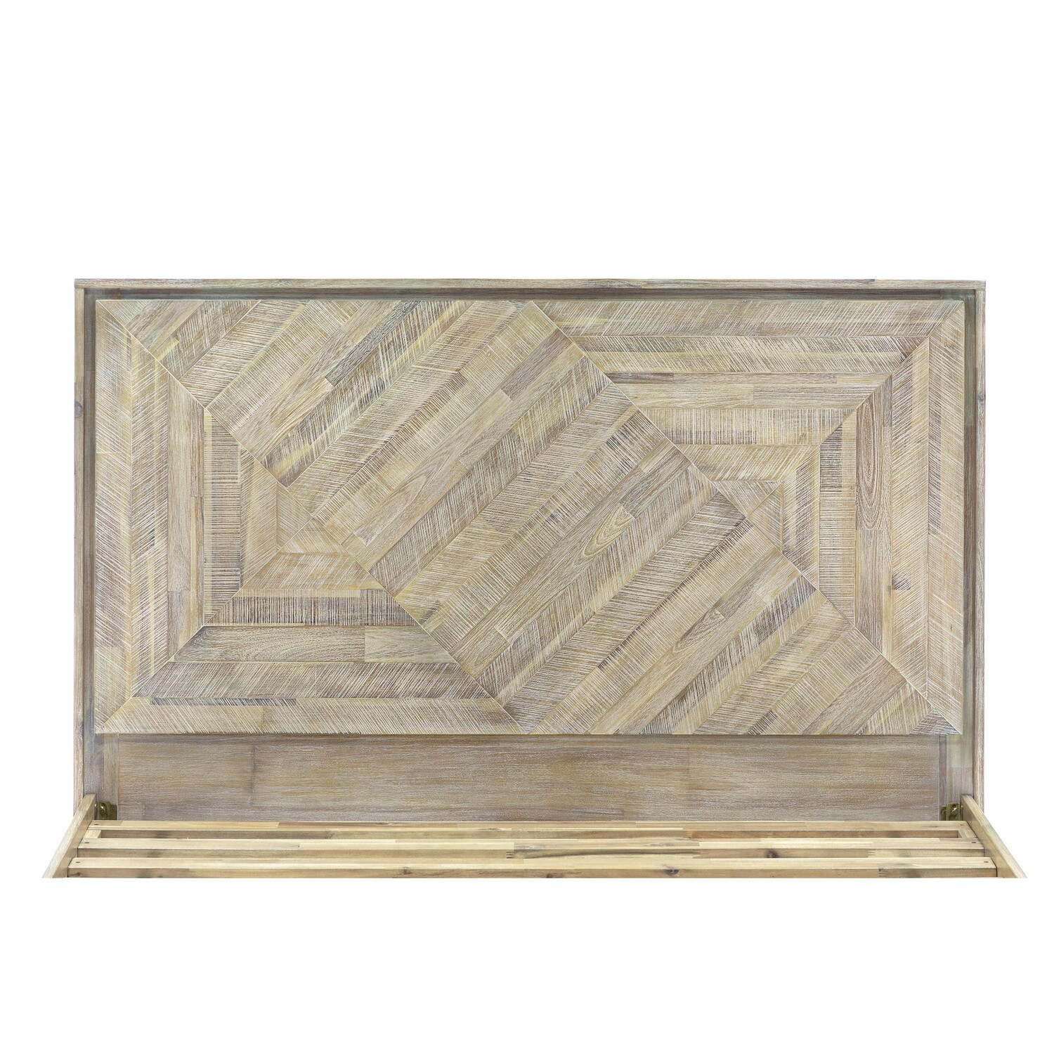 Benjara Rexi Acacia Wood King Platform Bed Frame, Metal Sled Base, Natural Brown - image 4 of 6