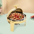 thumbnail image 4 of 6.34Qt Round Chafing Dish Buffet, Gold, Stainless Steel Buffet Warmers Set for Wedding, 4 of 22