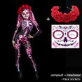 thumbnail image 1 of Disfraz de fantasma aterrador para mujer adulta, esqueleto de rosa, mono de diablo Sexy para Halloween, fiesta de carnaval, Día de los muertos xuanjing unisex, 1 of 2