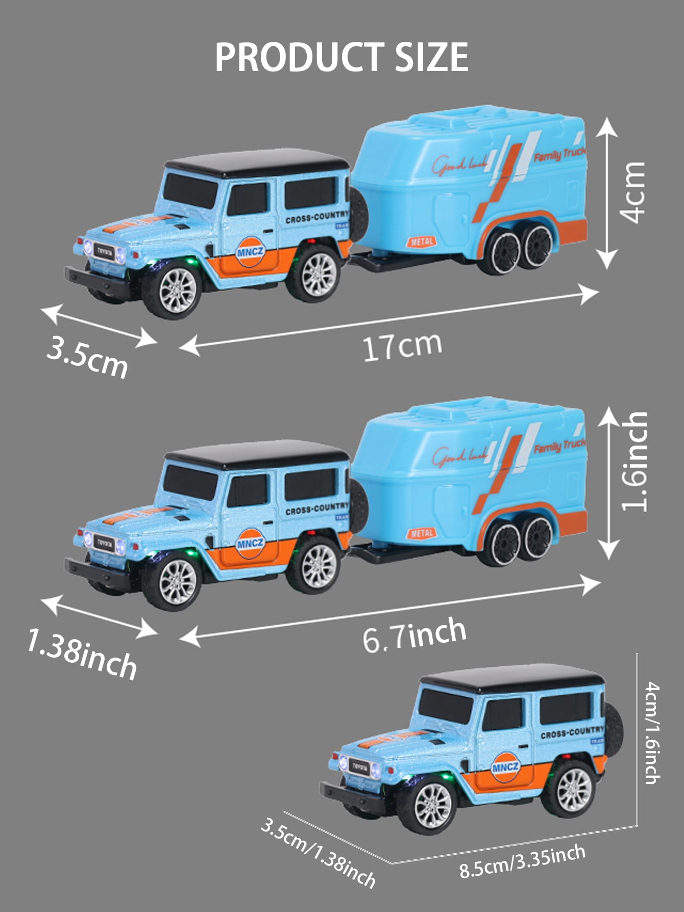 1: 64 mini remote control car, 2.4GHz remote control, three speed adjustable alloy body (blue orange)