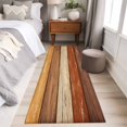 thumbnail image 4 of Kitchen Runner 2 x 6 Ft, Farmhouse Burnt Orange Brown Non-Slip Residential Carpet, Vintage Wooden Striped Indoor Crawling Mats Runner Rugs for Living Room/Dining Room/Bedroom, 4 of 8