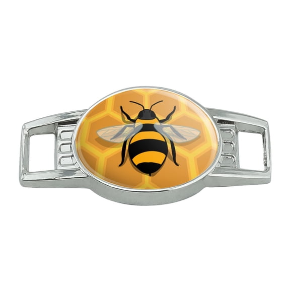 Bee on Honeycomb Shoe Shoelace Shoe Lace Tag Runner Gym Charm Decoration