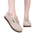 thumbnail image 4 of Knitted Mesh Lightweight Shoes For Women, Lace Up Soft Sole Casual Flats, Breathable Sport Walking Footwear Beige 38, 4 of 6