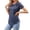 Blue-2, variant on Womens Summer Blouses Solid Color Shirt Short Sleeve Summer T-Shirts Trendy Blouse Trendy Work Clothes