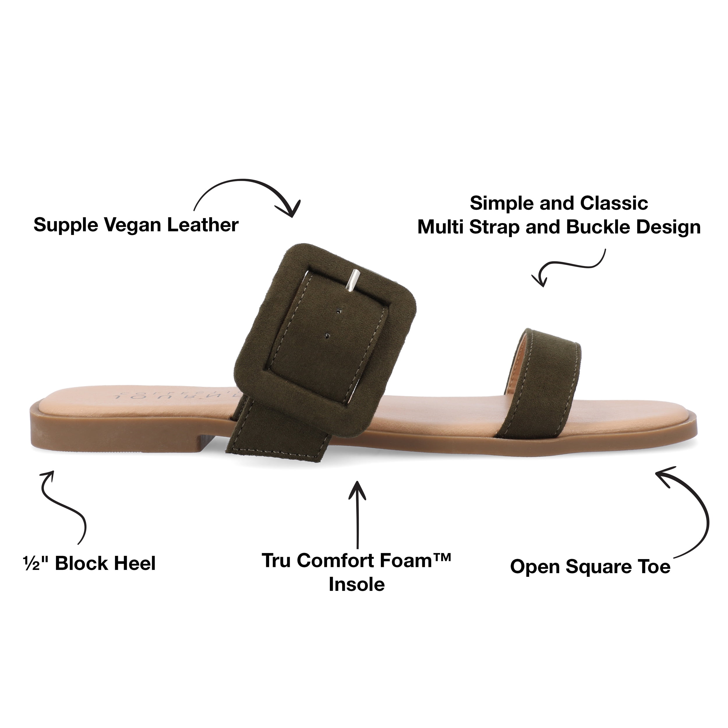 Journee Womens Kerris Multi Strap Slip On Sandals