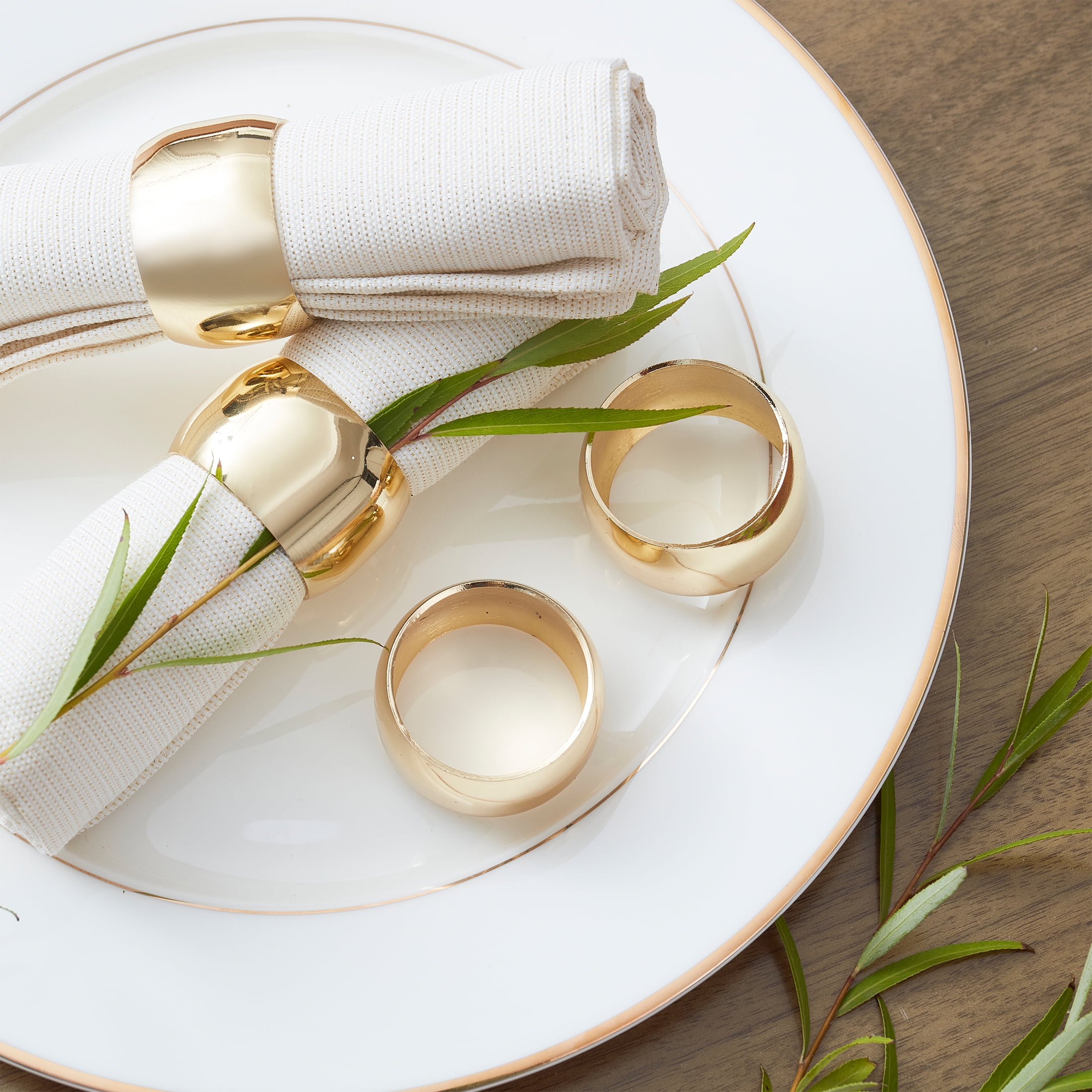Better Homes  Gardens Better Homes & Gardens 8-Piece Cloth Table Napkins and Gold Napkin Ring Set