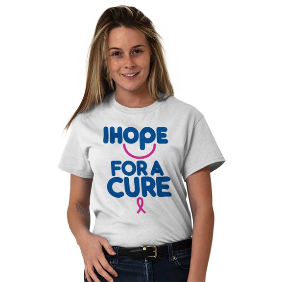 I Hope For A Cure Breast Cancer Awareness Womens Graphic T Shirt Tees Brisco Brands