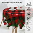 thumbnail image 5 of Christmas Tablecloth Round 60 Inch Red and Black Buffalo Check Plaid Holiday Farmhouse Table Cloth Water Resistant Fabric Table Covers for Kitchen Dining Small Tablecloth for Party Home Decor, 5 of 5