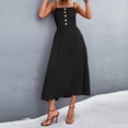 thumbnail image 2 of Robe Longue d'Été pour Femmes Robe à Bretelles Bouton Solide Décontractée Longue Robe d'Été Décontractée pour Femmes, 2 of 8