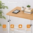 thumbnail image 3 of Golyzmt Height-Adjustable Overbed Table, C-Shaped, 23.6" Wide with Rolling Wheels, Light Wood, 3 of 5