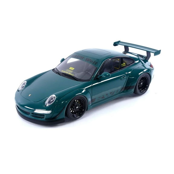 2021 RWB Bodykit "Syunkashuto" Green with Black Stripes 1/18 Model Car by GT Spirit