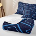 thumbnail image 4 of Castle Fairy Minimalism Outlined Shape Quilt King 3 Pieces,Abstract Triangle Border King Coverlet Set,Sky Blue Navy,1 Bedspread and 2 Pillowcases, 4 of 7