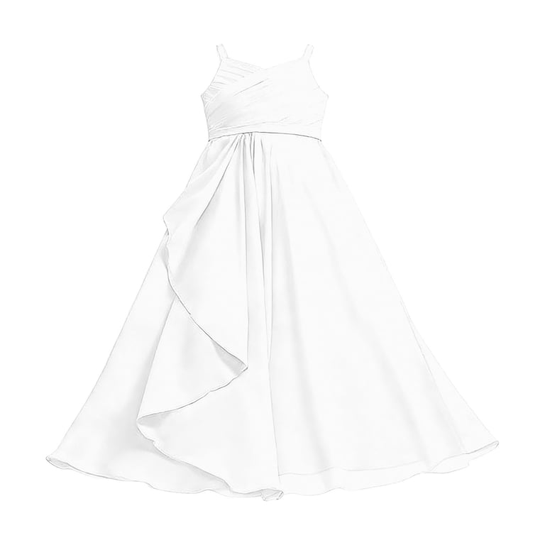 a line junior dresses Girls Dress Bridesmaid Girl Flowy Chiffon Maxi Wedding Party Pageant Gown Girls formal Dress for Celebration formal Event Color:Green Black
