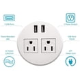 thumbnail image 3 of UL Certified Desktop Power Grommet with Two Power Sockets, Two Quick USB Charging Ports, 6FT Power Cord and Lock Ring (White), 3 of 5