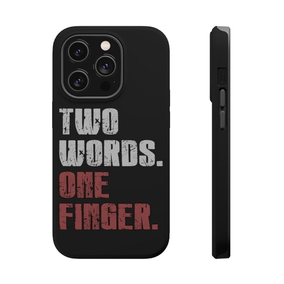 DistinctInk Tough Case for Apple iPhone 15 PRO (6.1" Screen), Compatible with MagSafe Charging - Two Words. One Finger.