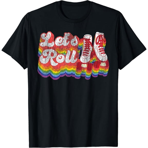 Cool Roller Skating Skate Girl 1970S Retro T-Shirt Black 2X-Large