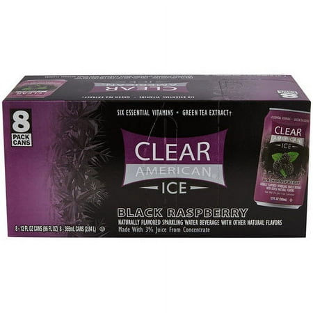 Clear American Ice Black Raspberry Sparkling Water, 12 fl oz, 8 Count