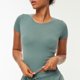 thumbnail image 3 of Camiseta deportiva para mujer Crop Top Bodycon O cuello manga corta, 3 of 8