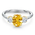 thumbnail image 3 of Gem Stone King 10K Two Tone Gold Golden Yellow Zirconia and White Zirconia Engagement Ring for Women | 1.71 Cttw | Oval 8X6MM | Gemstone Birthstone | Size 6, 3 of 6