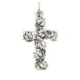 thumbnail image 1 of Sterling Silver 24" 1.2mm Box Chain Branch Leaf Christian Cross Pendant Necklace, 1 of 2