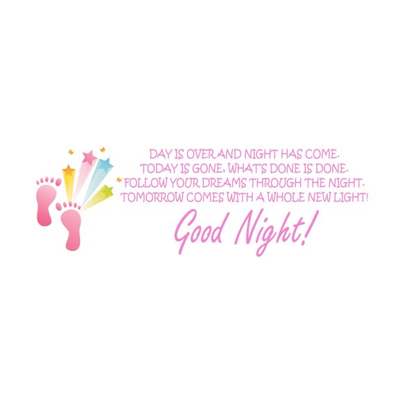 Good Night Follow your dreams through the Night Quote Design Wall Art Sticker Designs Vinyl Stickers For Home House Walls Rooms Windows Bedroom Decoration Size (20x20 inch)