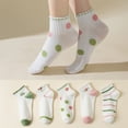 thumbnail image 2 of 5 Pairs Women's Low Cut Ankle Socks with Polka Dot and Stripe Patterns Soft Cotton Anti-Pilling Casual Everyday Style, 5 PK-E, 2 of 7