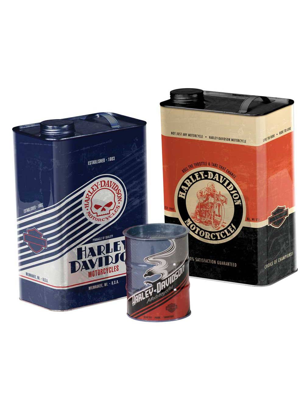 HarleyDavidson Storage Canister Set, Garage Inspired Shapes, Set of 3