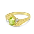 thumbnail image 3 of 10k Yellow Gold Oval Peridot And Diamond Ring, 3 of 8