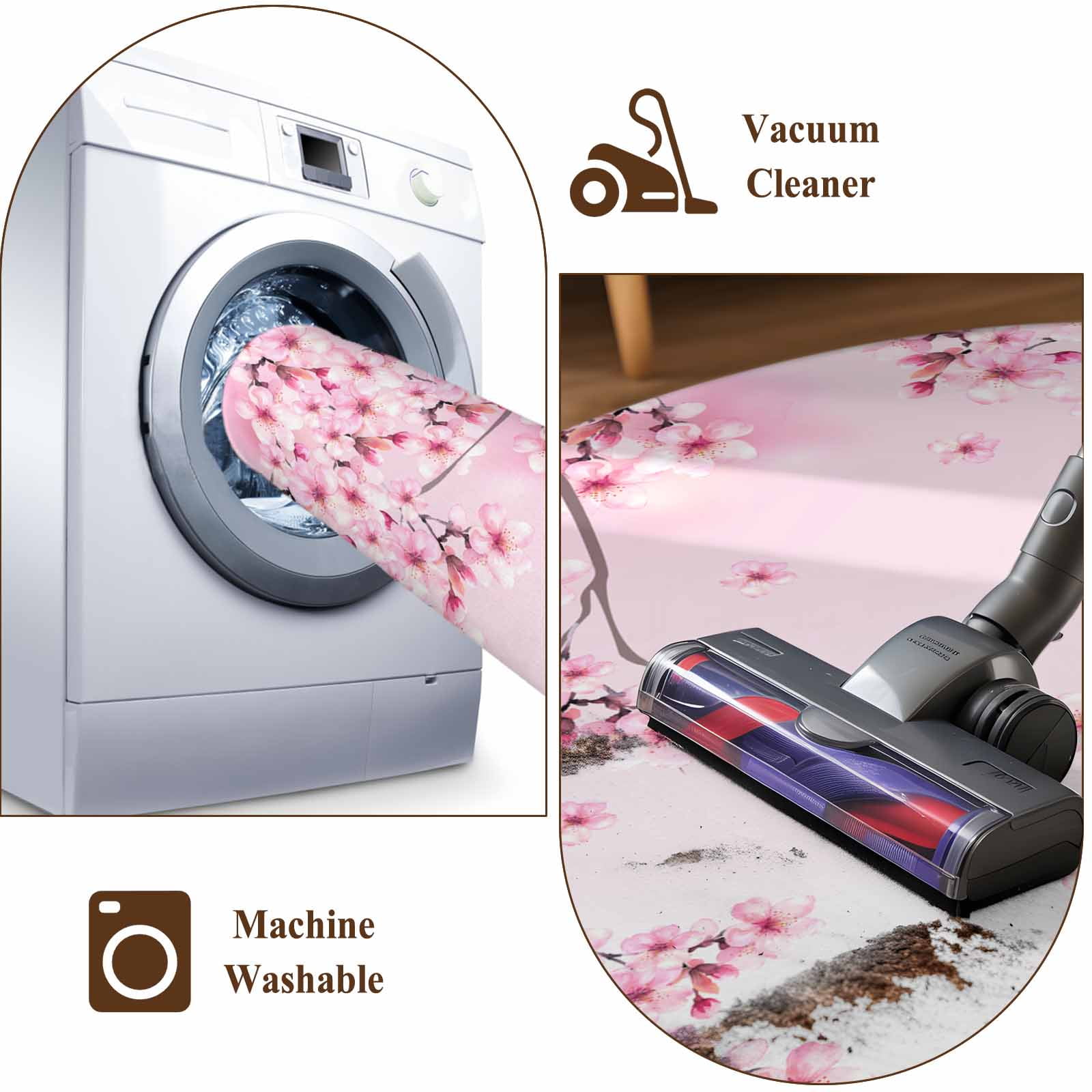 Entrance Runner Rug 2'x3', Cherry Blossom Non-slip Doormat for Indoor Outdoor Entrance, Gradient Tree Pink Flower Plant Washable Throw Floor Mat for Front Door/Living Room/Bedroom/Bathroom/Kitchen