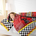 thumbnail image 4 of Manfei Boys Racing Car King Size Comforter Sets,Extreme Sports Bedding Comforter Set,White Black Plaid Bedding Set For Kids Teens,Super Cozy Room Decor Reversible,3pcs, 4 of 8