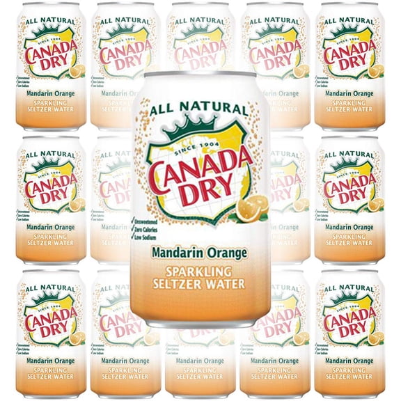 Canada Dry Mandarin Orange, Sparkling Seltzer Water, 12oz Can (Pack of 15, Total of 180 Oz)