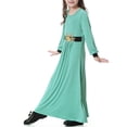 thumbnail image 5 of Girls Long Sleeve Crew Neck Dress, Solid Color Maxi Dress for Kids, Comfortable Everyday Casual Wear, Loose Fit Stretchy Dress for School and Play Light Green XXXL, 5 of 8