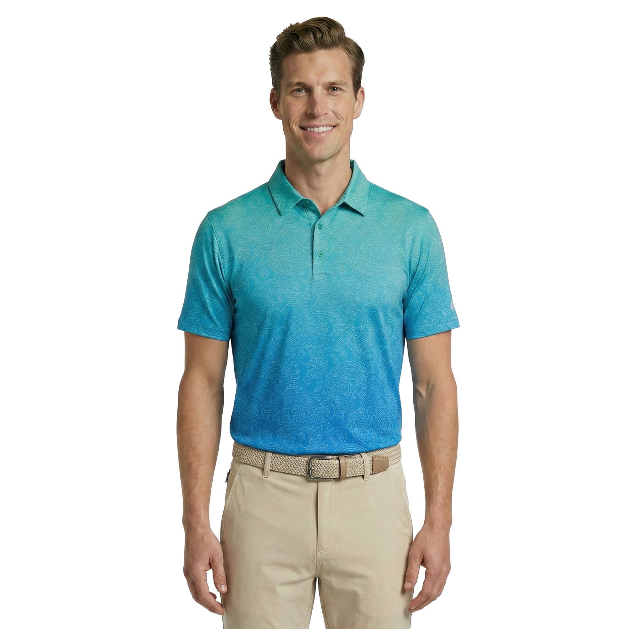 Birdie Bound Men's & Big & Tall Men's Ombre Waves Print Polo Shirt, Sizes XS-4XLT