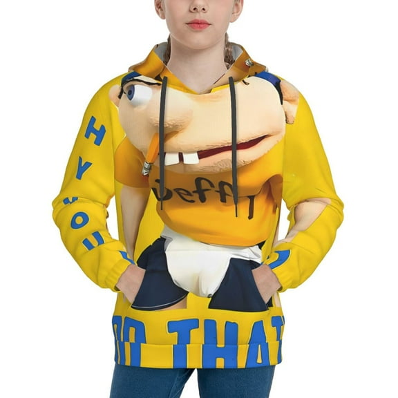 Saiise Unisex Kids Sml Jeffy Br Sweatshirt Boys Girls Hooded Kangaroo Pocket Pullover Hoodies-Small