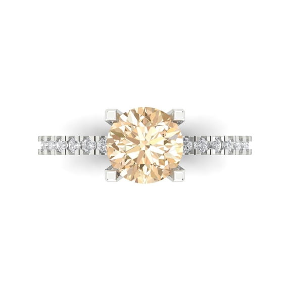 Solitaire with Accents Engagement Ring for Women - 1.71ct Natural Morganite in 14K White Gold Promise Ring