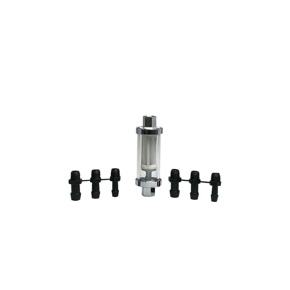 Pactrade Marine Boat UNI Inline Fuel Filter 1/4", 5/16", 3/8" Fittings Clear Glass in/Out