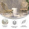 thumbnail image 4 of BizChair Set of 2 Indoor/Outdoor Commercial Bistro Stack Chairs, Natural/White PE Rattan Back & Seat, Bamboo Print Light Natural Aluminum Frame, 4 of 12