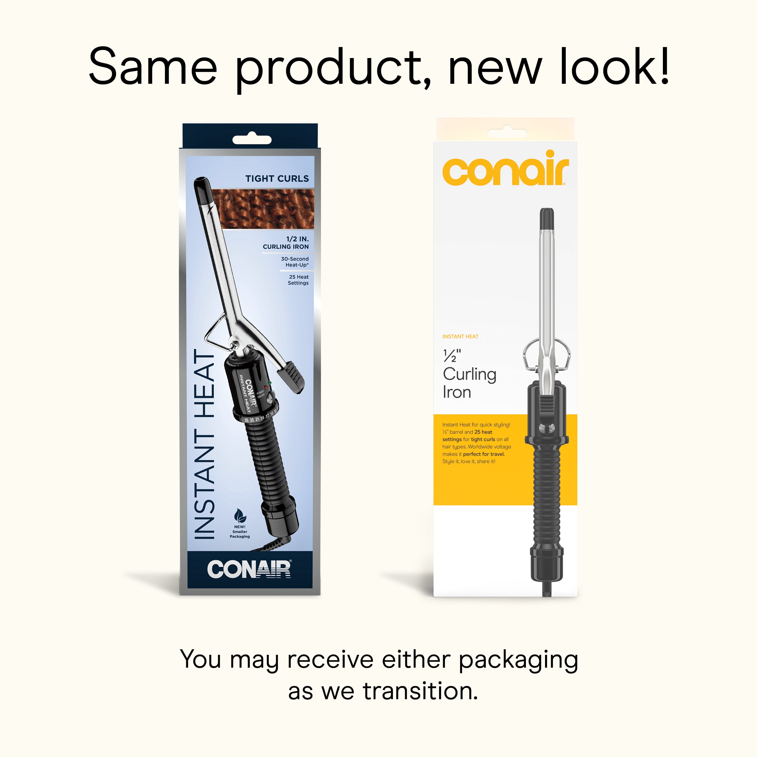 Conair Instant Heat 1/2" Hair Curling Iron, For Short to Medium Hair