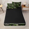 thumbnail image 4 of Homewish Hipple Sugar Skull Zipper Twin Comforter Sets with Fitted Sheet and 2 Pillowcases,Green Rose Floral Zipper Bedding Set,Happy Halloween Bed Set,Black Reversible,4pcs, 4 of 8