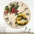 thumbnail image 2 of Designart 'Red Berries and Banana' Farmhouse Wood Wall Clock, 2 of 5