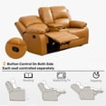 thumbnail image 6 of Gewnee Leather Manual Reclining Loveseat with 2 Recliners and Cup Holders,Brown, 6 of 8