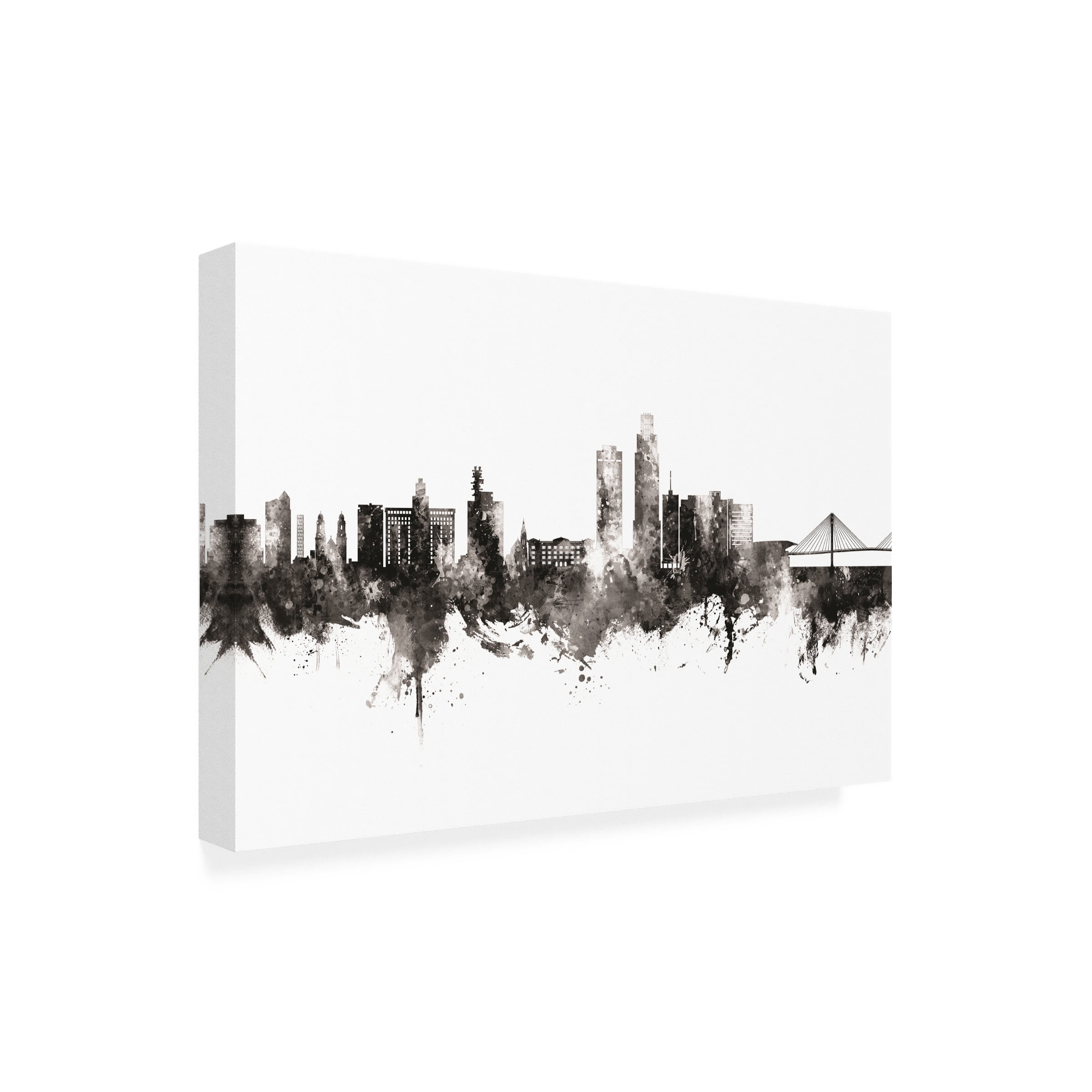 Michael Tompsett 'Omaha Nebraska Skyline BW' Canvas Art