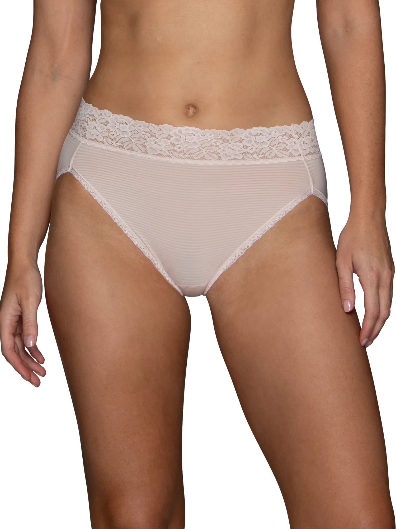 Vanity Fair Radiant Women's Light and Luxe Hi-Cut Brief Underwear - Stretch Lace Waistband, 3-Pack, Sizes S-5XL