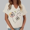 thumbnail image 2 of WEIWEN Womens T-Shirts V Neck Short Sleeve Dandelion Printed Loose Fitted Summer Tees Casual Tshirts Shirts for Women Basic Tops (Beige, Size XXL), 2 of 4
